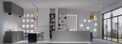 现代灯光展厅3D模型下载